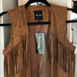 Faux Suede fringe vest